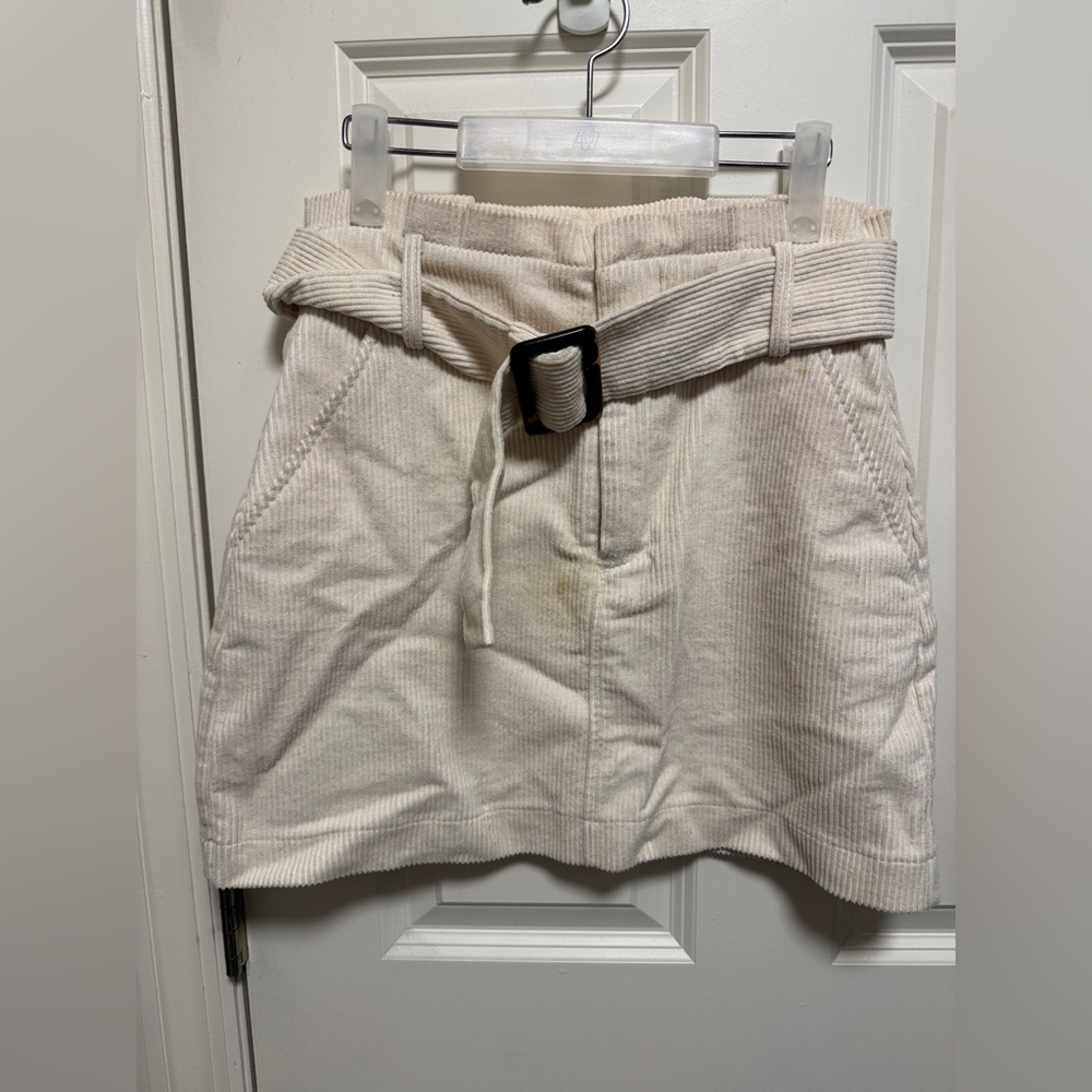 Zara TRF Ivory Corduroy Skirt